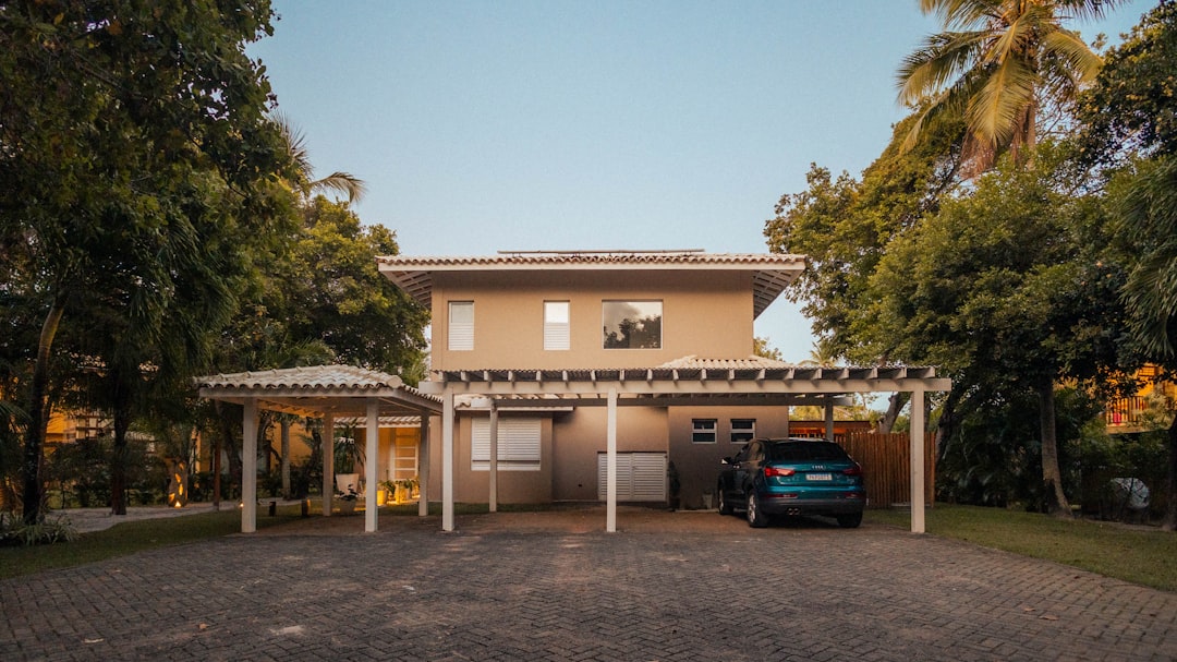 Modern building with balconies against blue sky