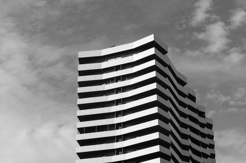 Modern building with horizontal lines and windows