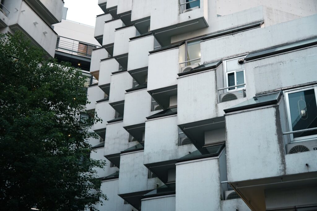 Modern building with blue sky background